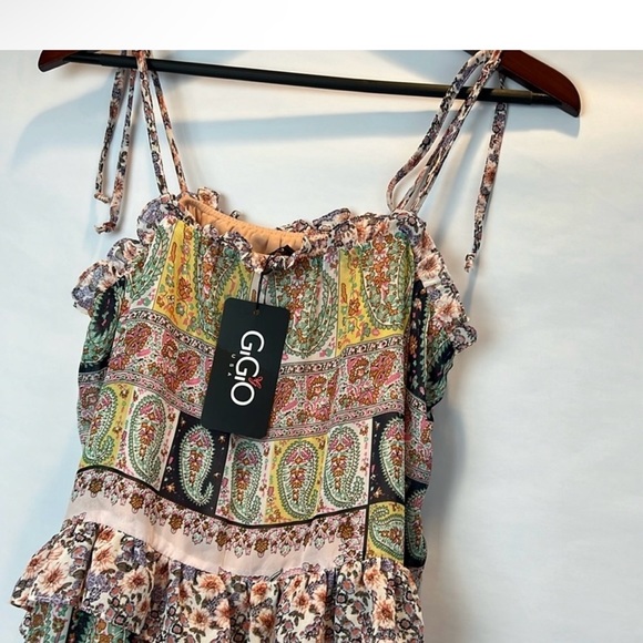 GiGio Floral Chiffon Ruffled Maxi Dress Size Medium NWT - Picture 4 of 7